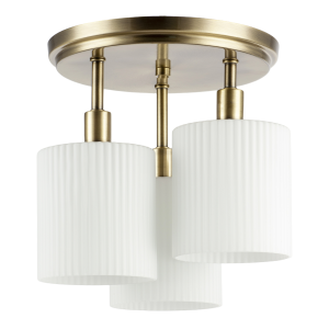 Designer Antique Brass Semi Flush Ceiling Light with Fluted Shades