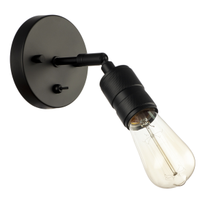Matte Black Switched Wall Light with Adjustable Knurled Metal Head