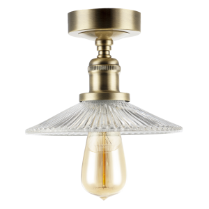 Vintage Design Antique Brass Ceiling Light with Fluted Clear Glass