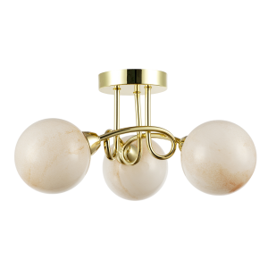 Modern Polished Gold Ceiling Light with Amber Marble Glass Shades