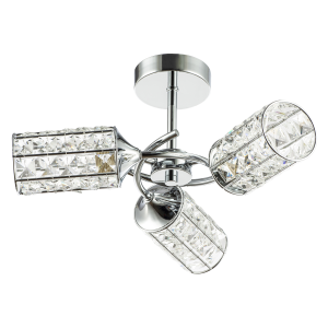 Modern Chrome Ceiling Light with Cylindrical Acrylic Beaded Shades