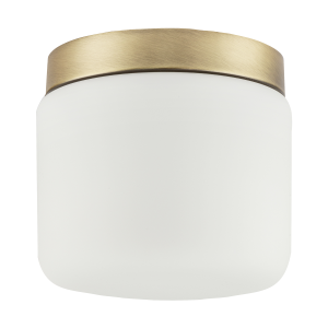 Modern Bathroom LED Ceiling Light in Antique Brass with Glass Shade