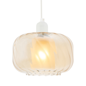 Amber Champagne Pendant Light Shade with Rippled Rim and Inner Shade