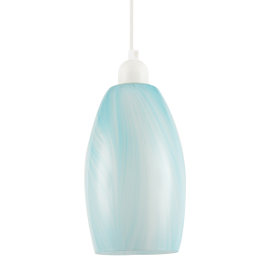 Modern Sky Blue Marble Stripe Effect Glass Cylindrical Pendant Shade