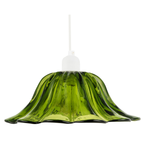 Modern Scallop Moulded Glass Pendant Light Shade in Deep Forest Green
