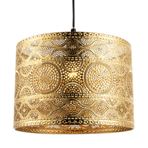 Ornate Moroccan Designed Polished Gold Metal Pendant Lighting Shade