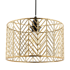 Art Deco Zig Zag Design Pendant Light Shade in Polished Gold Plating