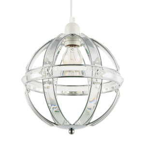 Modern Designer Spherical Chrome and Clear Acrylic Pendant Light Shade
