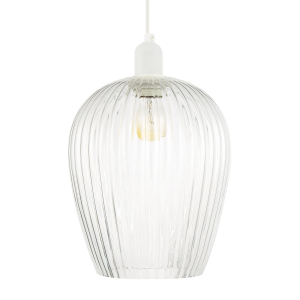Modern Transparent Mini Line Ribbed Glass Pendant Ceiling Lamp Shade