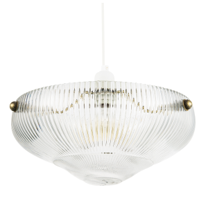 Modern Transparent Mini Line Ribbed Glass Pendant Bowl Lamp Shade