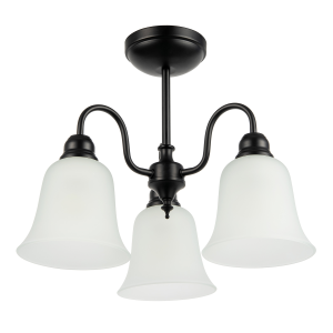 Classic and Ornate Matte Black Ceiling Light Fitting with Glass Shades