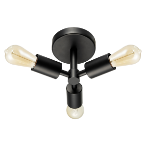 Industrial Matte Black Ceiling Light Fixture to Showcase Vintage Bulbs