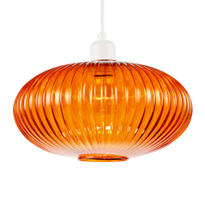 Modern Designer Orange Line Ribbed Glass Oval Pendant Lamp Shade