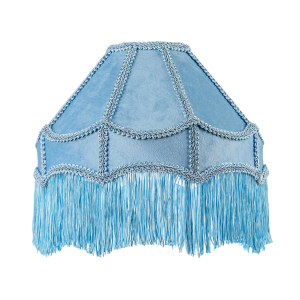 Traditional Victorian Empire Lampshade in Sky Blue Velvet with Tassels