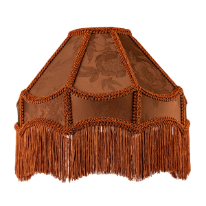 Brown Faux Silk Victorian Lampshade with Floral Decor and Long Tassels