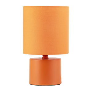Modern Vibrant Dusty Orange Table Lamp with Cotton Fabric Drum Shade