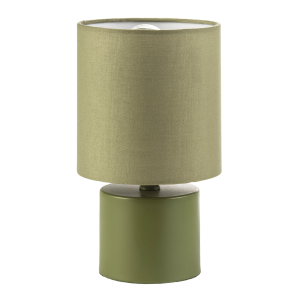 Modern Dusty Olive Green Table Lamp with Cotton Fabric Drum Shade