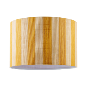 Shabby Chic Natural Brown Bamboo Lamp Shade with Mustard Ochre Stripes
