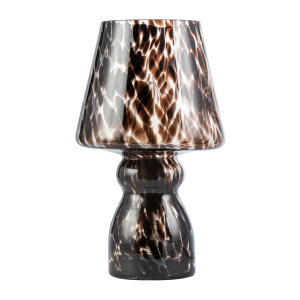 Clear Glass Mushroom Table Lamp with Brown Speckle Snowflake Pattern