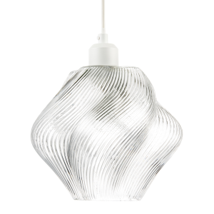 Modern Clear Twisted Glass Pendant Light Shade with Etched Grooves