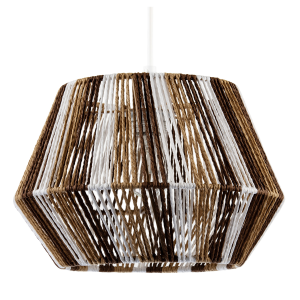 Coastal Twisted Paper Rope Pendant Shade in Brown Tones and White