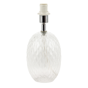 Elegant Clear Glass Table Lamp Base with Textured Diamond Cut Pattern