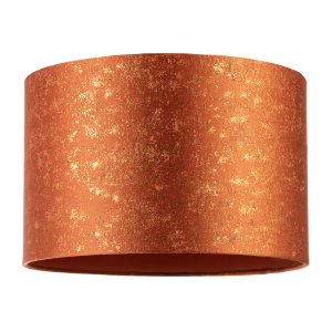 Rustic Orange Jacquard Fabric Lamp Shade with Gold Foil Fleck Accents