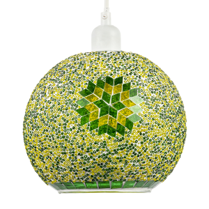 Green and Yellow Mosaic Glass Artisanal Pendant Ceiling Light Shade
