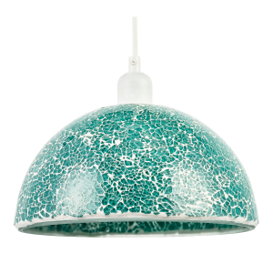 Teal Mosaic Handmade Pendant Lamp Shade with Domed Semi Circular Shape