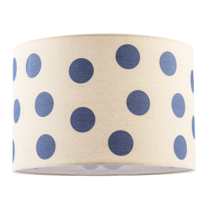 Modern Dusty Amparo Blue Linen Fabric Polka Dot Design Drum Lamp Shade