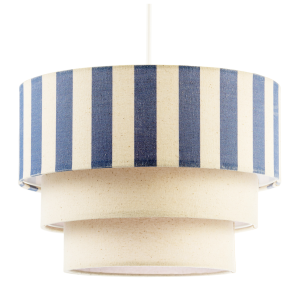 Modern Three Tier Pendant Light Shade with Dusty Amparo Blue Stripes