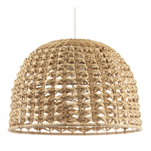 Vintage Intricate Woven Lattice Light Toned Rattan Pendant Light Shade