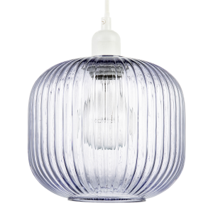 Modern Designer Soft Lilac Line Ribbed Glass Round Pendant Lamp Shade