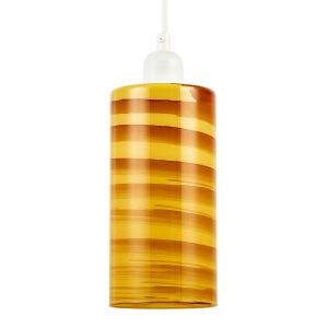 Striped Amber Glass Cylinder Pendant Shade with Retro Inspired Look