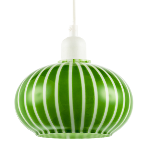 Bright Emerald Green and White Striped Glass Pendant Lighting Shade