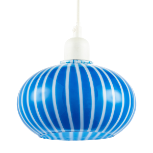 Bright Royal Blue and White Striped Glass Pendant Lighting Shade