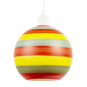 Multicolour Striped Glass Globe Pendant Shade with Retro Character