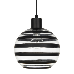 Modern Round Glass Pendant Light Shade with Black Horizontal Bands