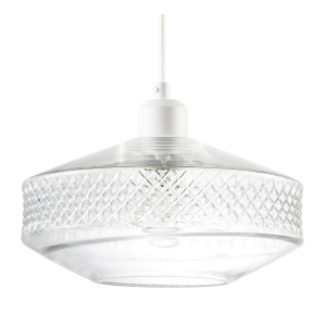 Clear Glass Pendant Lighting Shade with Strip of 3D Shaped Diamonds