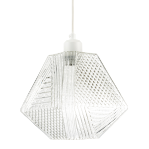 Moulded Clear Glass Pendant Light Shade with Dimples and Etched Lines