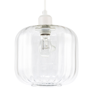 Contemporary Transparent Glass Wide Ribbed Square Pendant Light Shade