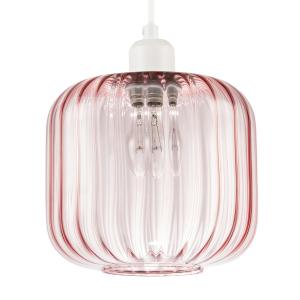 Contemporary Soft Pink Glass Wide Ribbed Square Pendant Light Shade