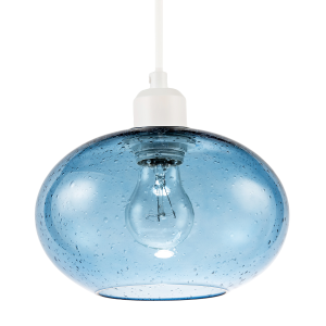 Modern Blue Blown-Glass Pendant Light Shade with Subtle Air Bubbles