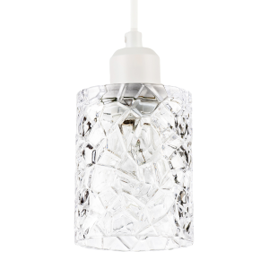 Modern Straight Sided Cylindrical Pendant Shade with Faceted Surface