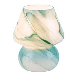 Modern Mini Mushroom Glass Table Lamp with Blue Teal Effect Pattern