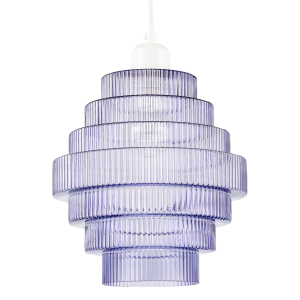 Tiered Stepped Design Smoked Lavender Glass Pendant Ceiling Lamp Shade