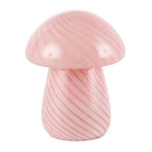 Contemporary Mushroom Glass Table Lamp with Pink Stripe Effect Pattern