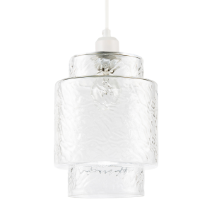 Clear Layered Glass Cylinder Pendant Light Shade with Tiered Design