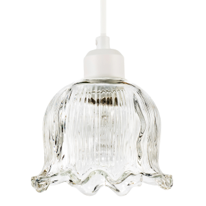 Transparent Ribbed Glass Pendant Lighting Shade in Compact Bell Shape