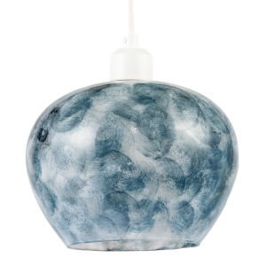 Chic Steel Blue and Silver Glass Pendant Shade with Swirl Brush Style